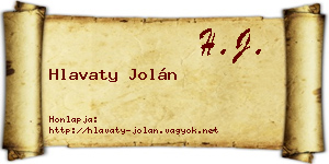 Hlavaty Jolán névjegykártya
